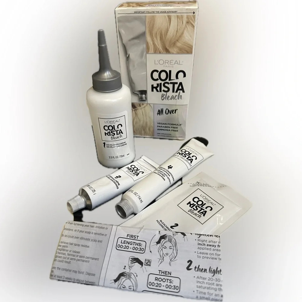 COLORISTA BLEACH HAIR COLOR DYE LOREAL. VEGAN HIGHLIGHTS BLONDE STREAKS BEAUTY